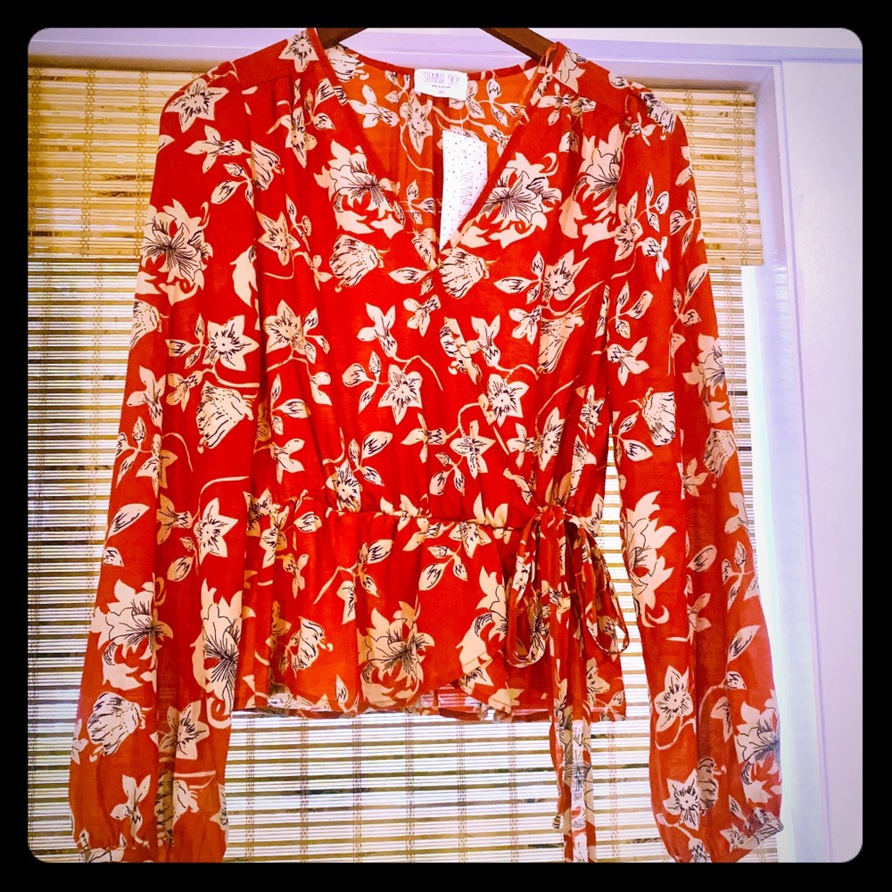 Sienna Sky long sleeved wrap blouse